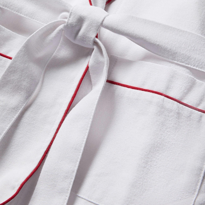 Kid's Flannel Robe in White with Red Piping