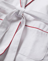 Kid's Flannel Robe in White with Red Piping