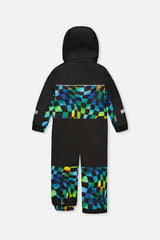 Kids One Piece Play Snowsuit Blue Checkered Print