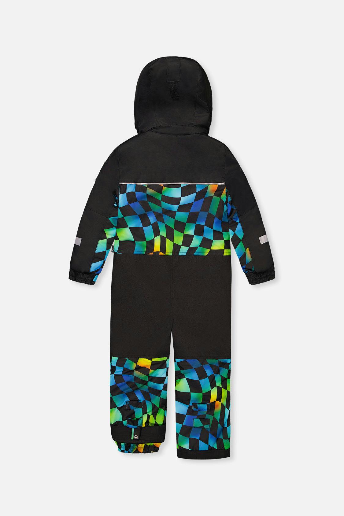 Kids One Piece Play Snowsuit Blue Checkered Print