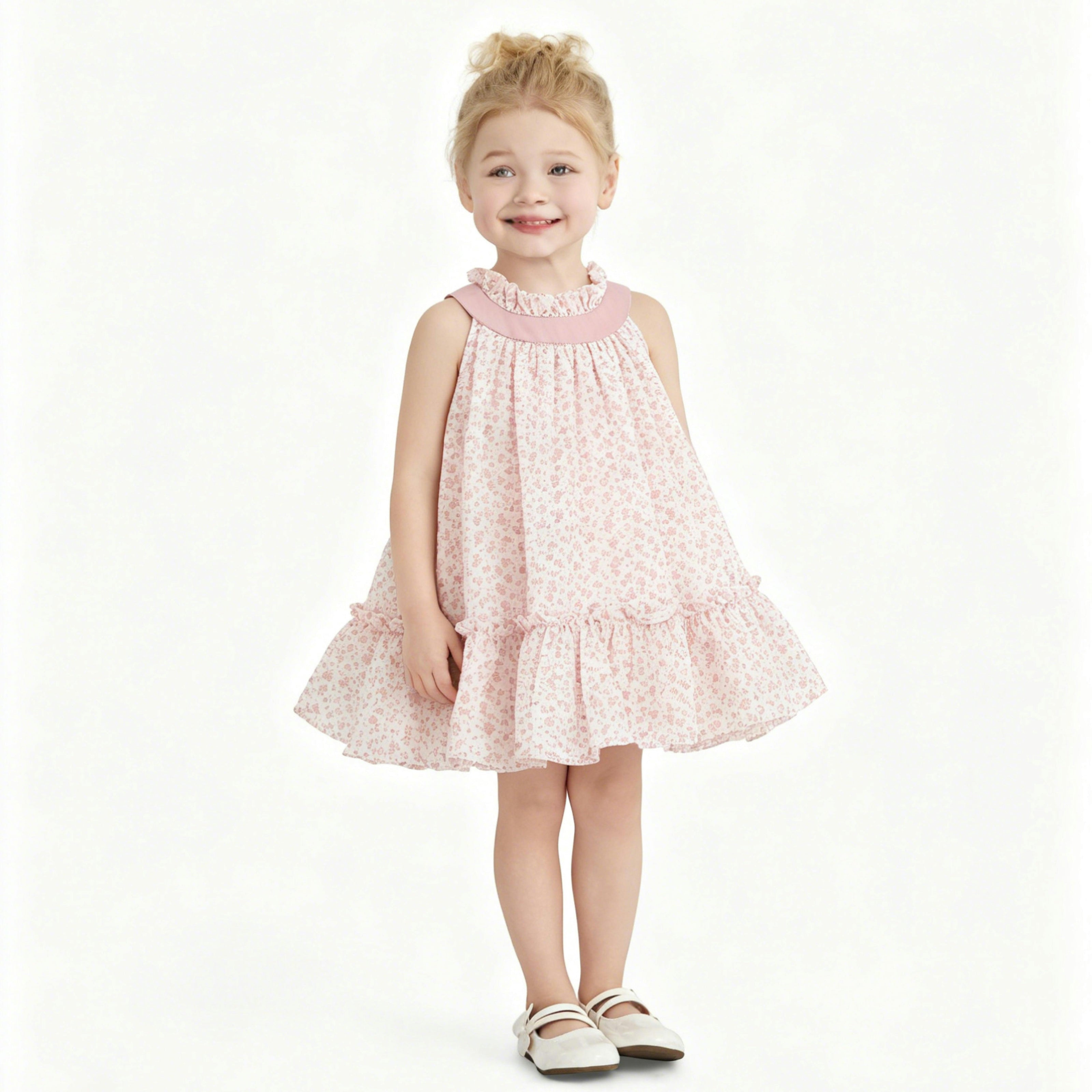 Pink Floral Ruffle Dress