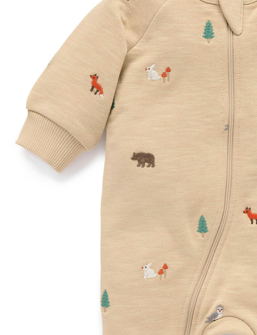 Embroidered Fleece Growsuit Woodland Broderie