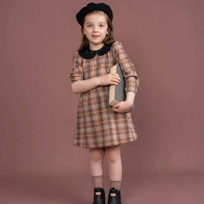 Stretch Plaid High Waist Dress Ash Rose