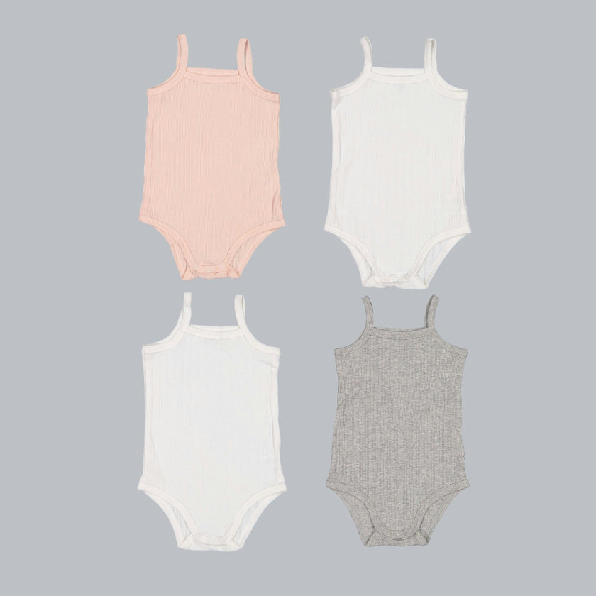 *Exclusive* Baby Girl Sleeveless 4pc Onesie Set