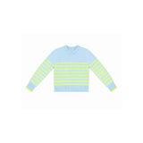 Blue Tennis Ball Striped Cotton Sweater