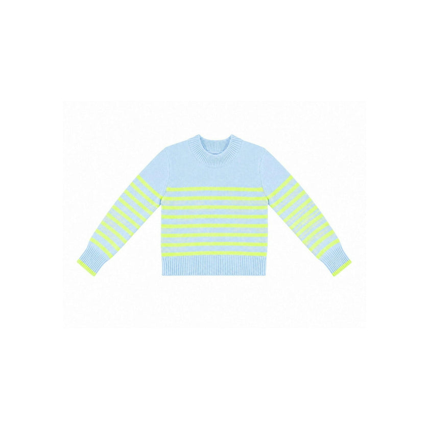 Blue Tennis Ball Striped Cotton Sweater