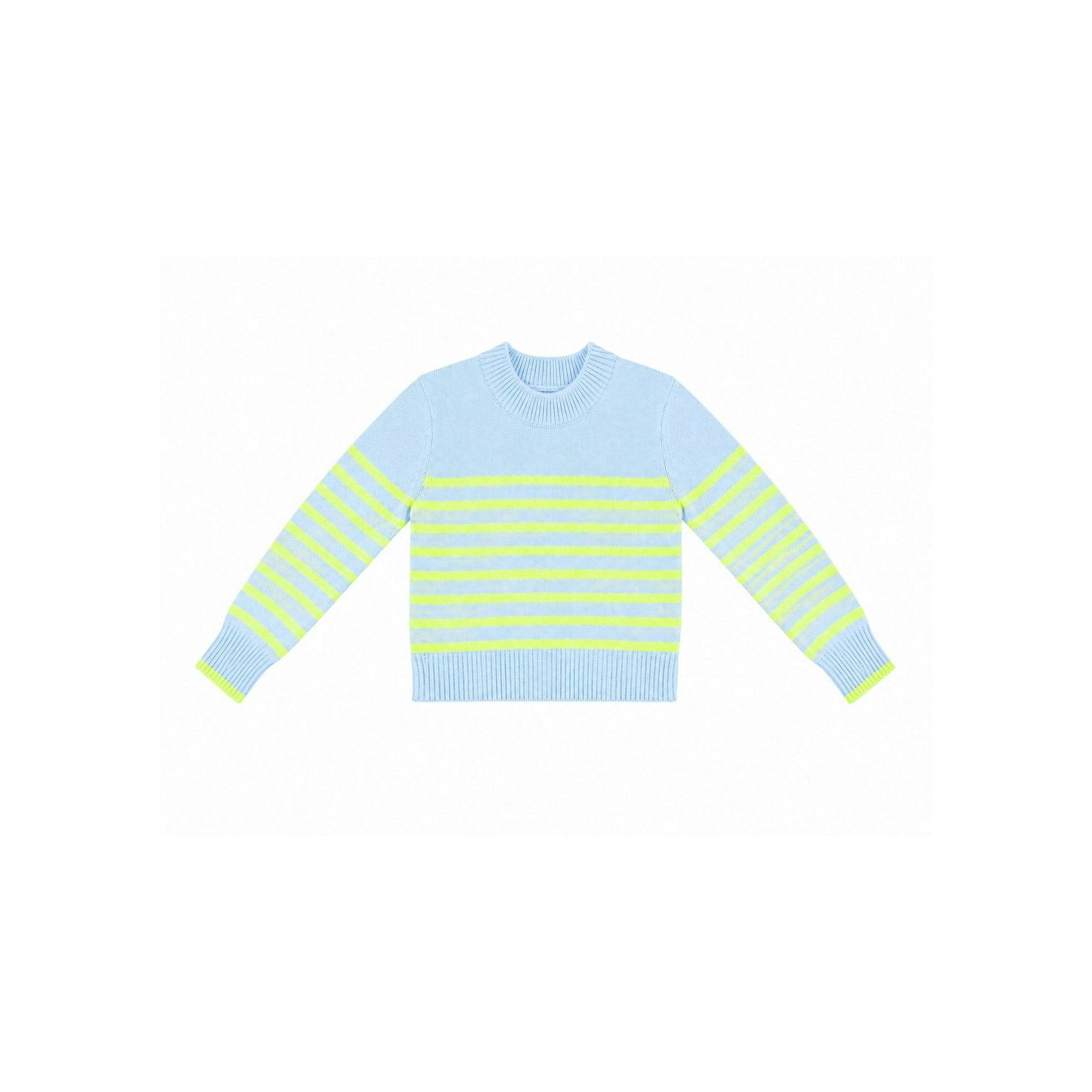 Blue Tennis Ball Striped Cotton Sweater