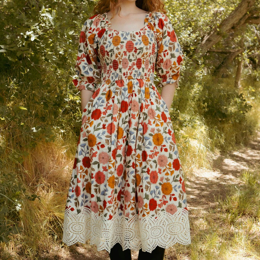 Teagan Dress in Sepia Flower