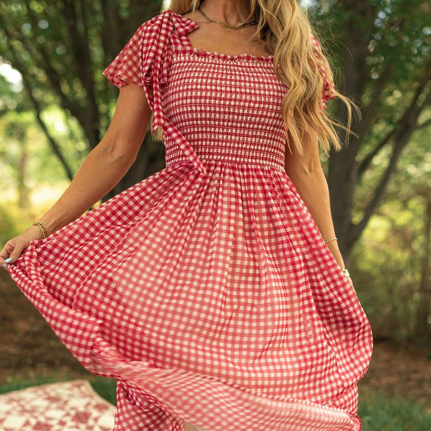 Rayna Dress in Red Gingham