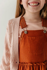 Girls Textured Sweater Cardigan in Textured Rose Cloud