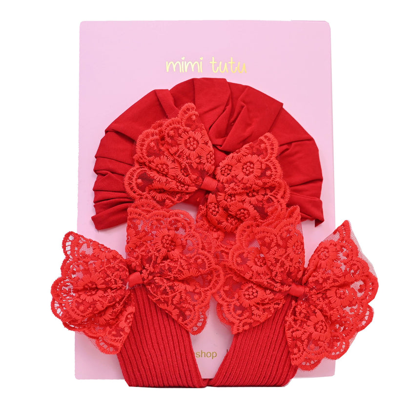 Red Lace Bow Gift Set