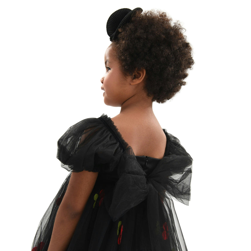 Black Elysande Cherry Tulle Dress