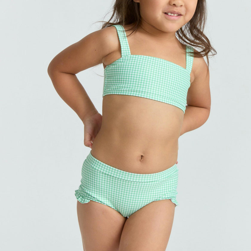 girls gustavia gingham bandeau bikini and swim shorts