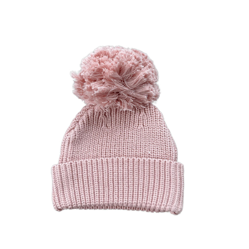 Knit Pom Hat in Misty Rose