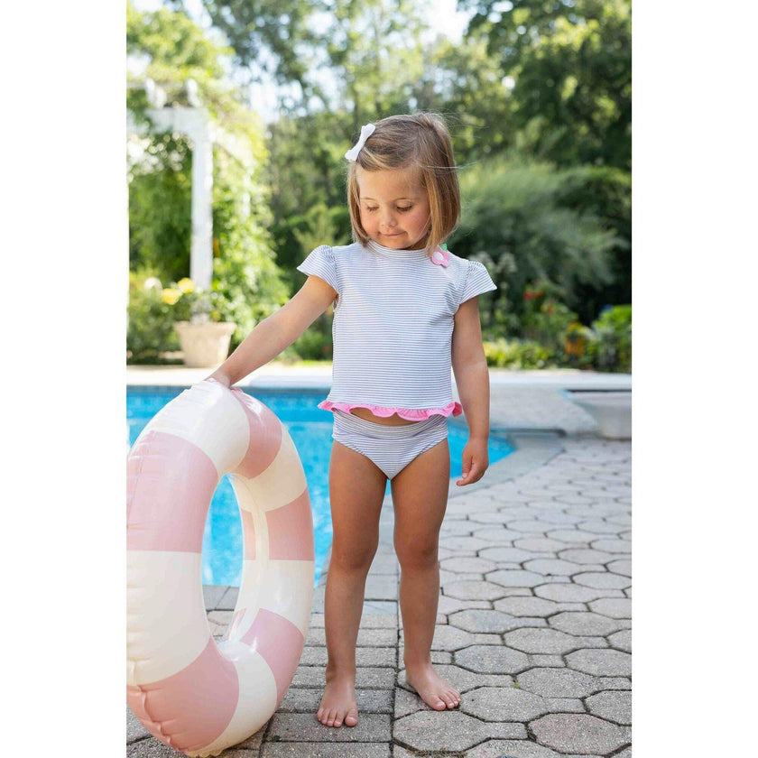 Cap Sleeve Rash Guard Tankini With Flower