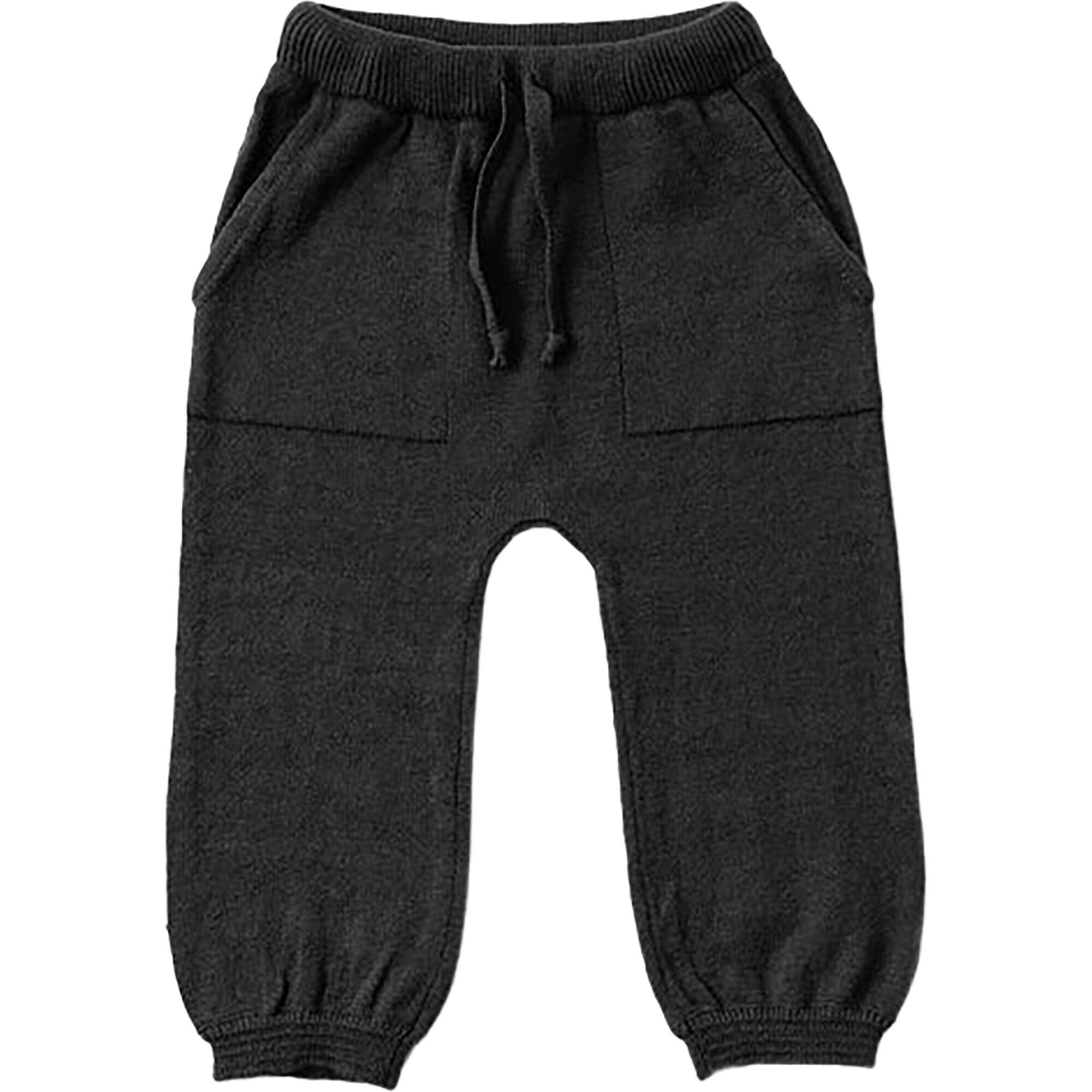 Chunky Ribbed Knit Elastic Waistband Drawstring Relaxed Fit Joggers