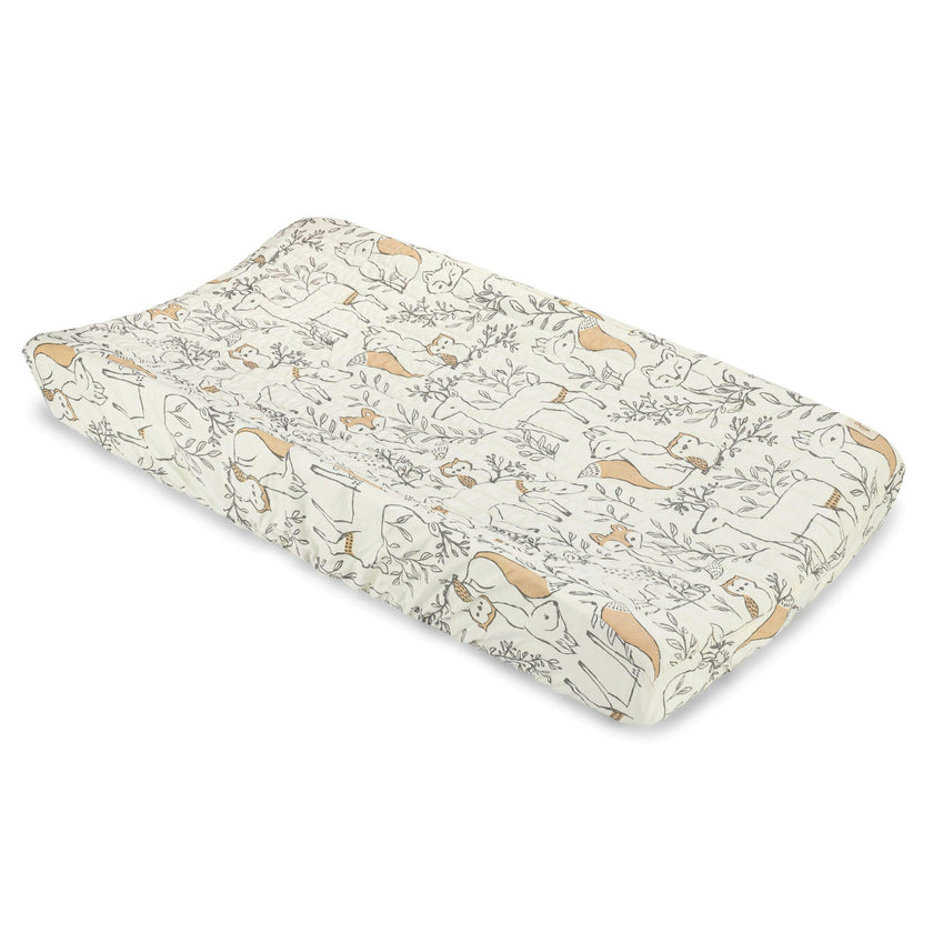 Ezra Woodland Fox Cotton Quilted Change Pad Cover