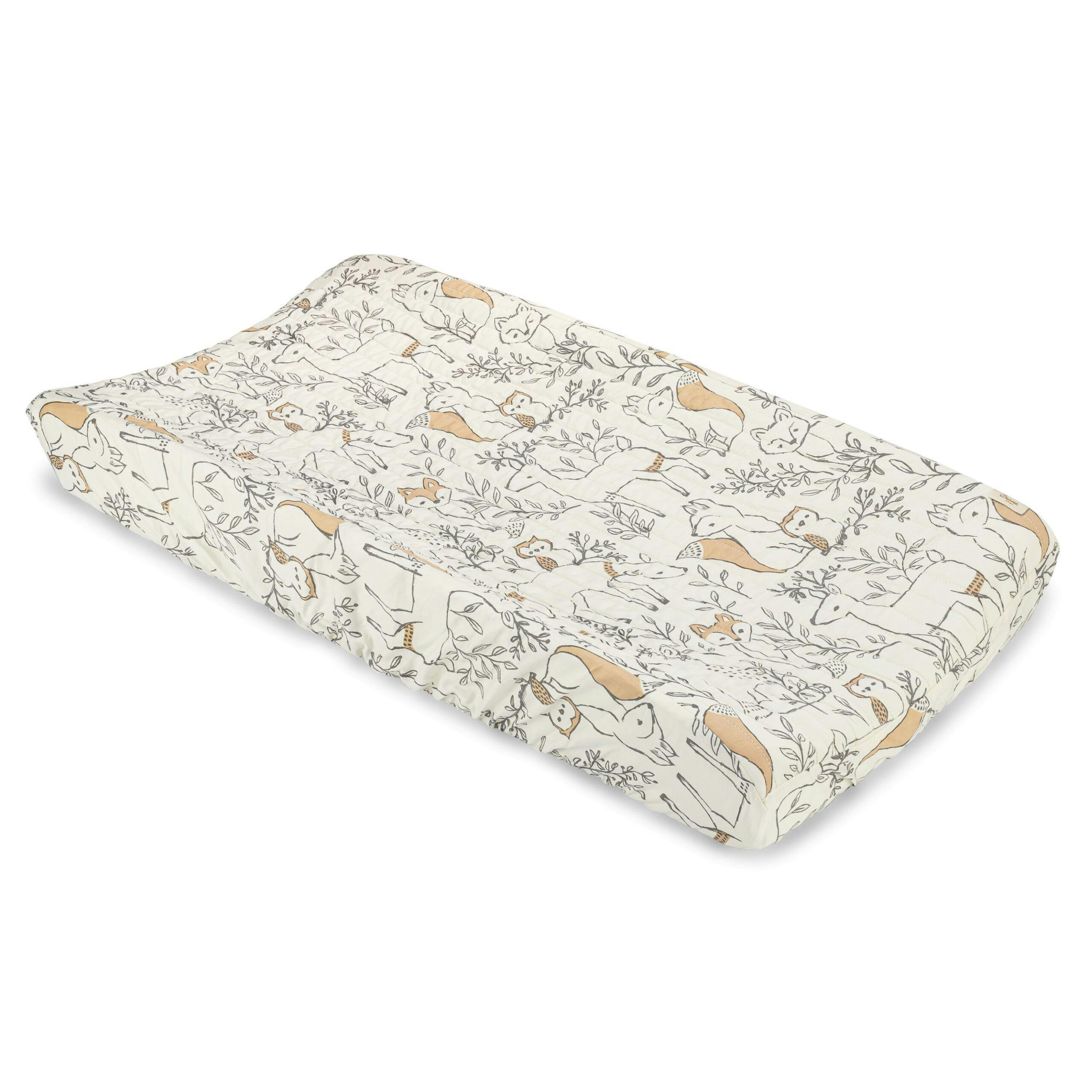 Ezra Woodland Fox Cotton Quilted Change Pad Cover