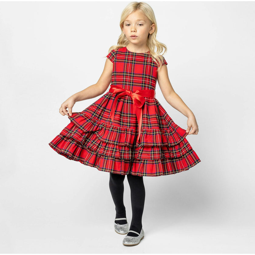 Arabella Frill Plaid Tartan Girls Party Dress