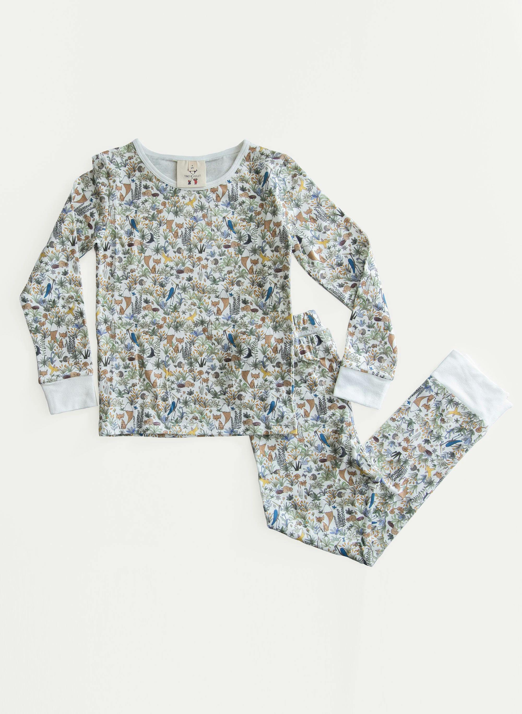 Children's Two Piece Organic Pajamas - Foxy Forest