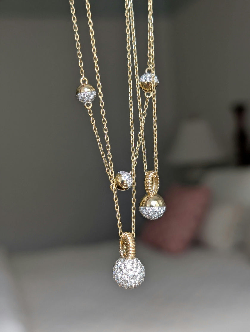 Revel Small Bobble Charm Necklace - Diamond
