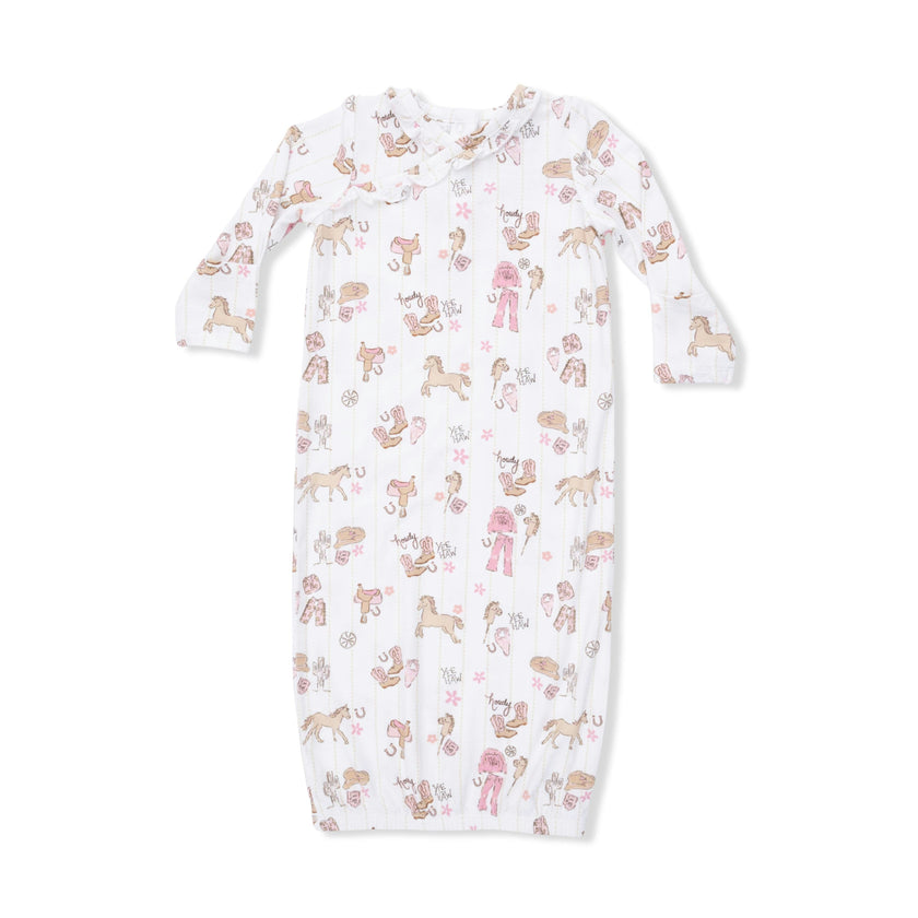 Cowgirl Nursery - Kimono Gown & Ruffle Knotted Hat