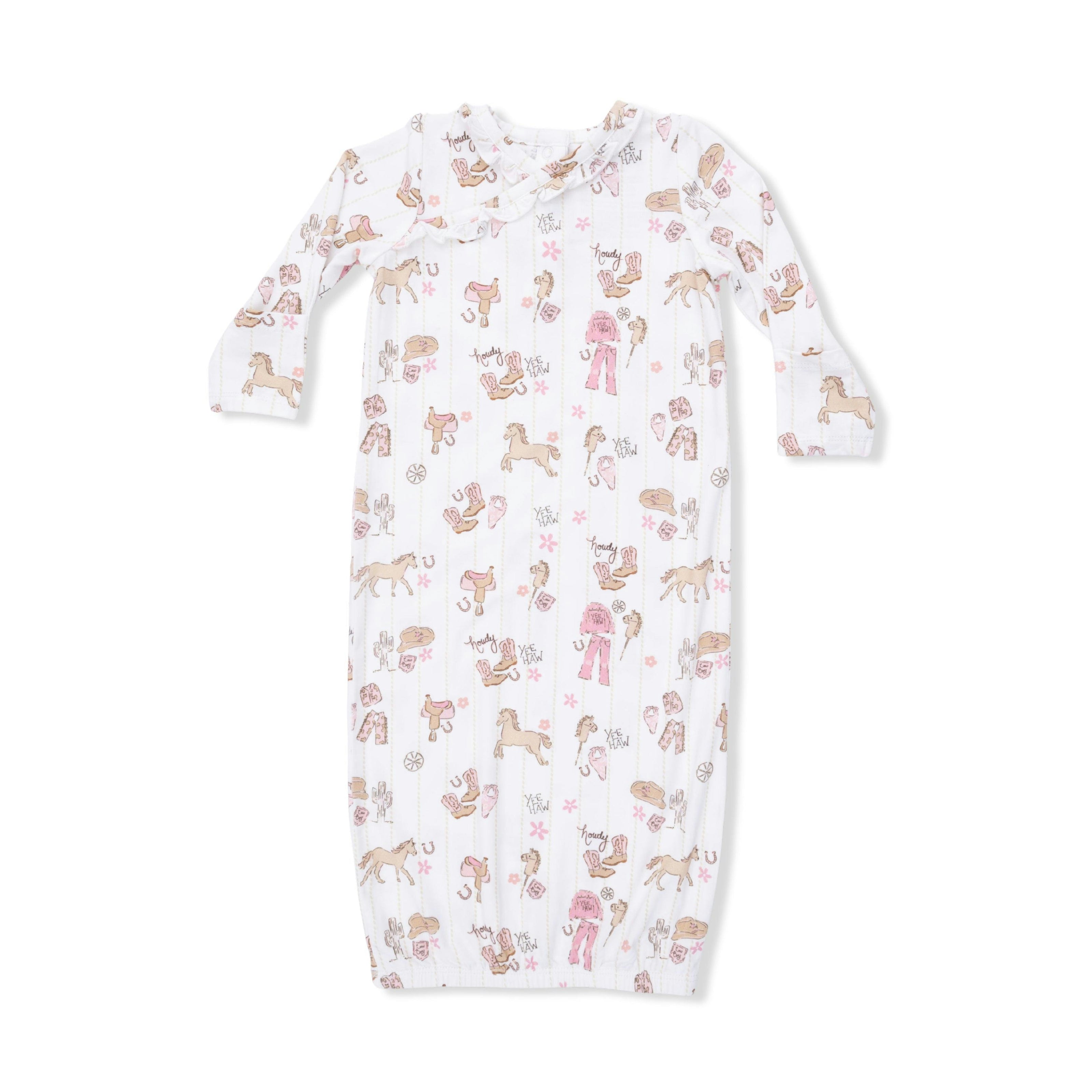 Cowgirl Nursery - Kimono Gown & Ruffle Knotted Hat