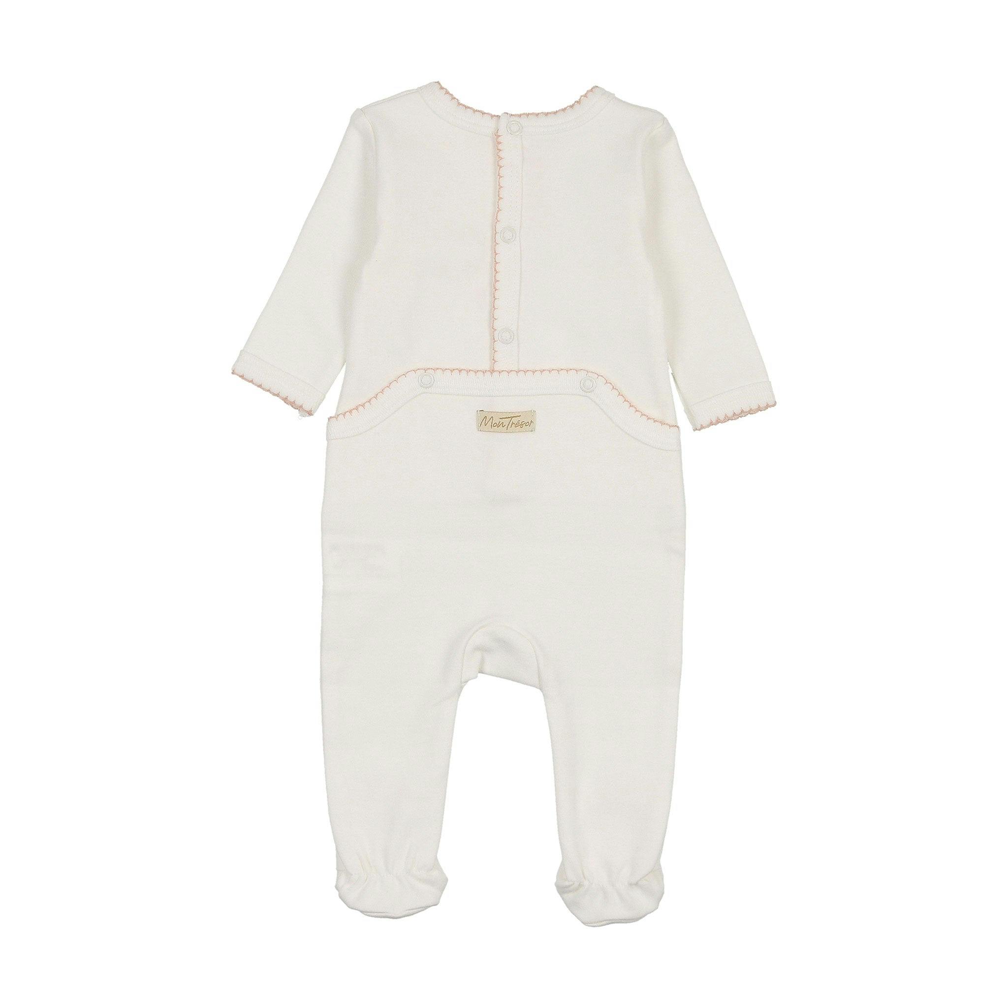 Heirloom Blossom Footie Ivory & Pink