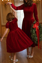 Vera June Dress in Poinsettia Velvet