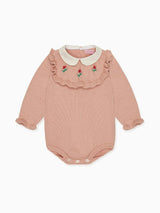 Dusty Pink Ginia Cotton Baby Girl Knitted Romper
