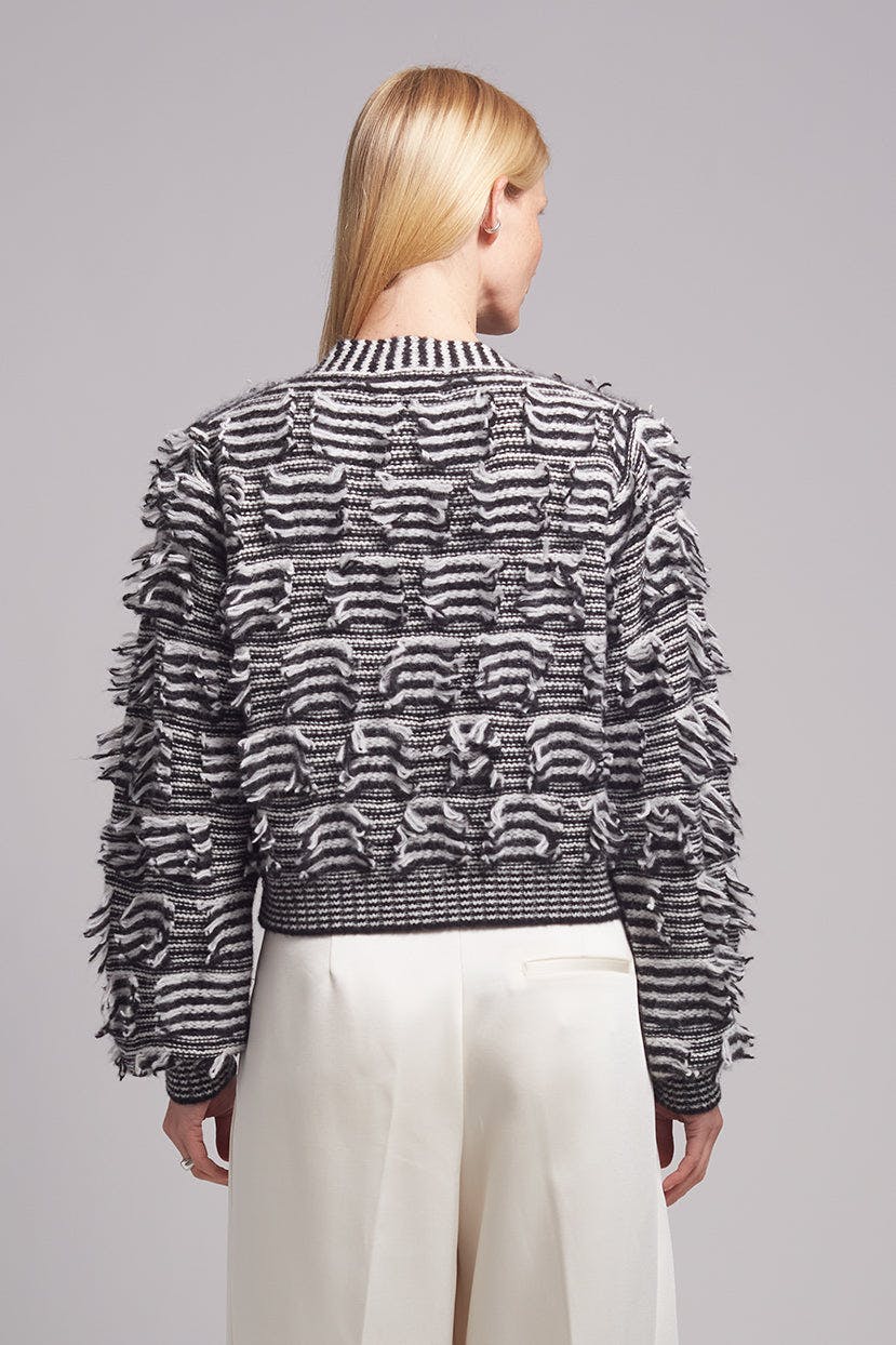 LUELLA STRIPE CARDI | IVORY + BLACK STRIPE