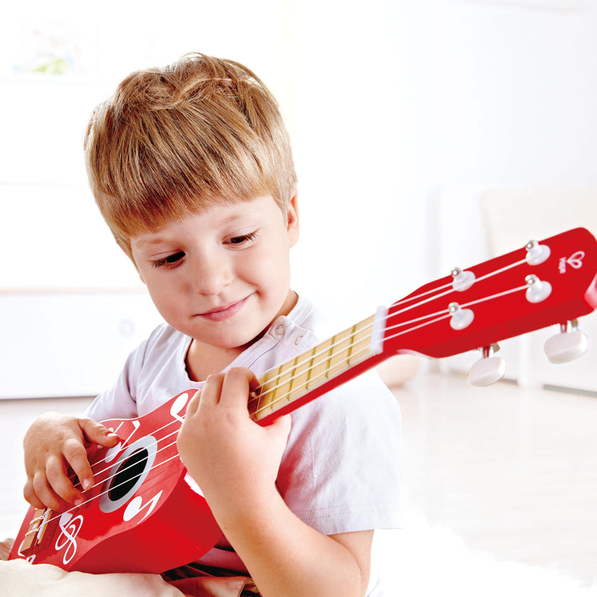 Kid's Wooden 21" Toy Ukulele in Red for Toddlers