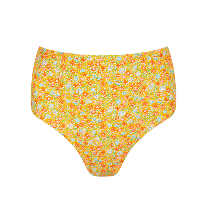 women's marigold floral high waisted bikini bottom