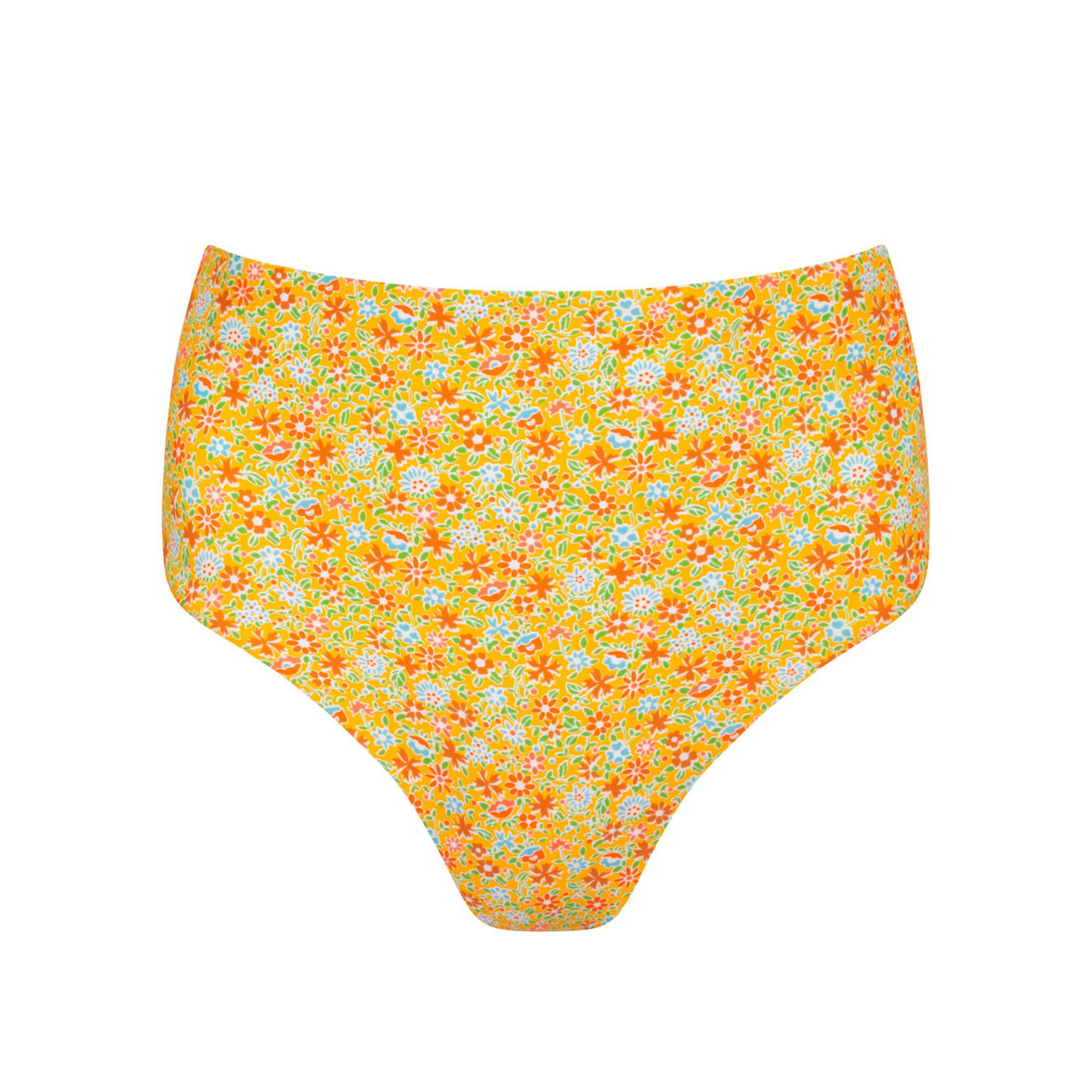 women's marigold floral high waisted bikini bottom