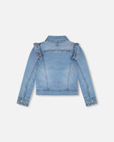 Light Blue Denim Jacket With Embroidery