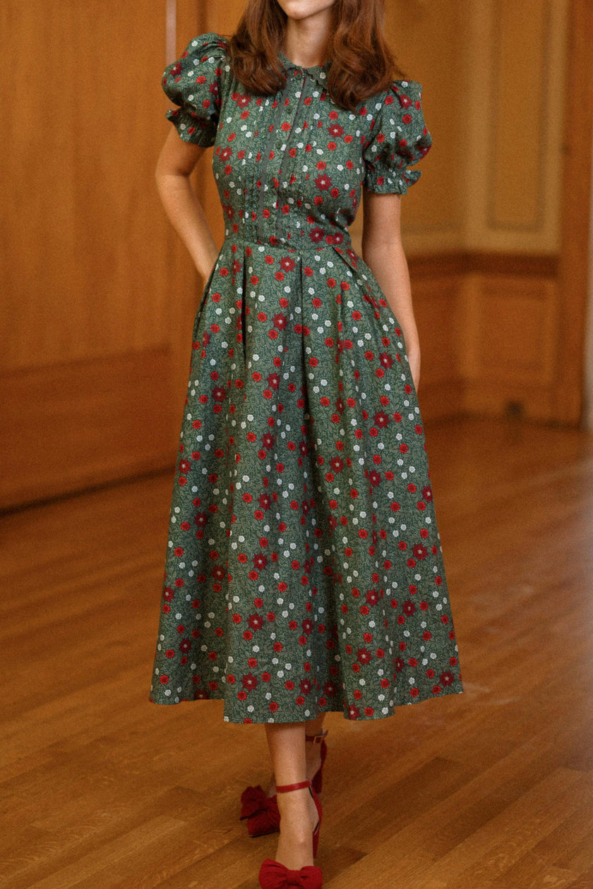 Sophia Dress in Evergreen Merry Ditsy