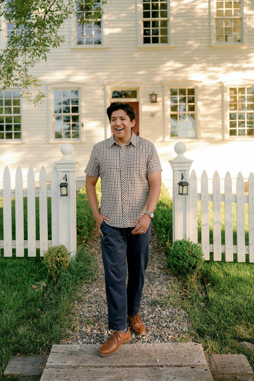 Mens James Shirt in Chestnut Gingham