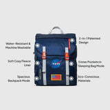 Sleep-N-Pack™ – Big Kid Size | NASA Official Logo & Patches | 2-in-1 Backpack & Sleeping Bag with Cozy Fleece Liner - NAVY