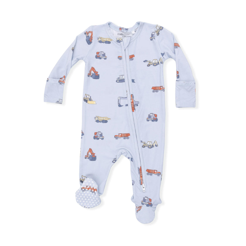 Construction Vehicles - 2 Way Zipper Footie