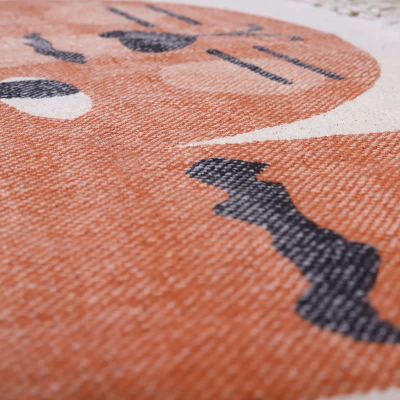 Hand-Woven Braided Tassel Rectangular Rug