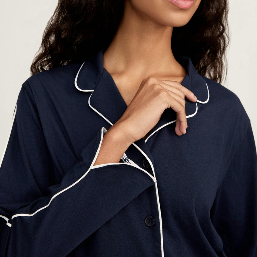 The Margaux Pima Pajama Set in Navy