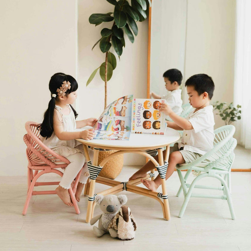 Handcrafted - Maya Kids Chair (Mint Green) - Rattan Wicker