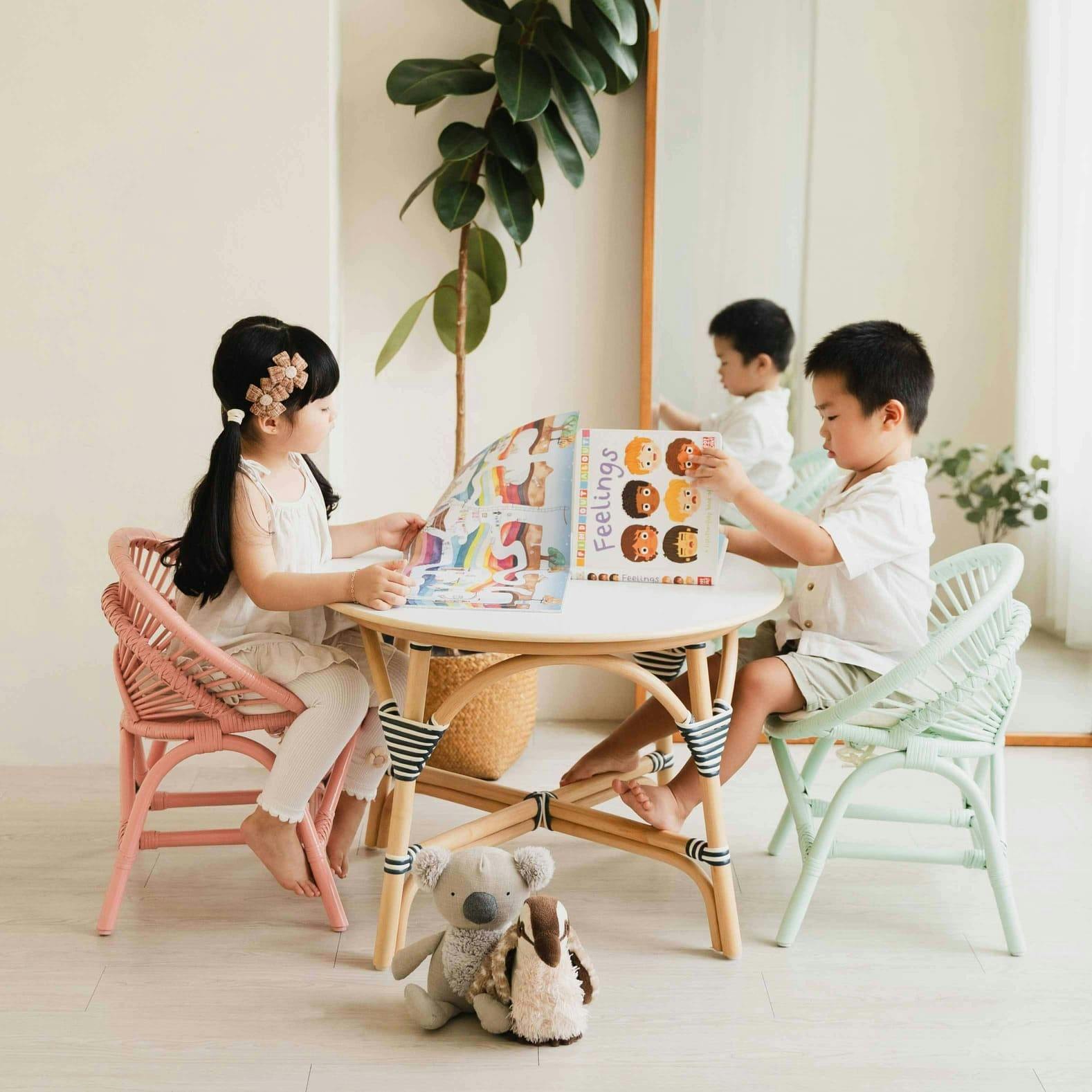 Handcrafted - Maya Kids Chair (Mint Green) - Rattan Wicker