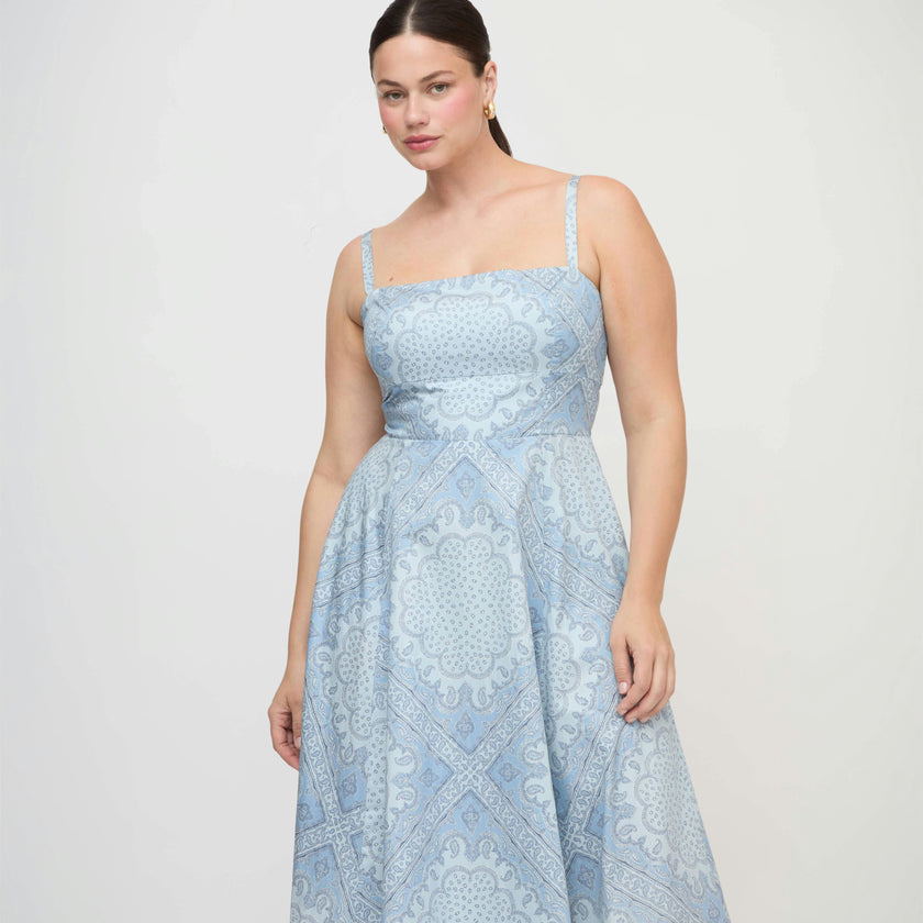 The Margot Dress | Dusty Blue Paisley Scarf / M | Hill House Home The Margot Dress | Dusty Blue Paisley Scarf / M | Hill House Home