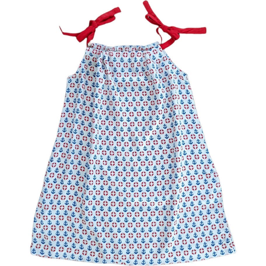 Nautical Sleeveless Shoulder Tie Dress