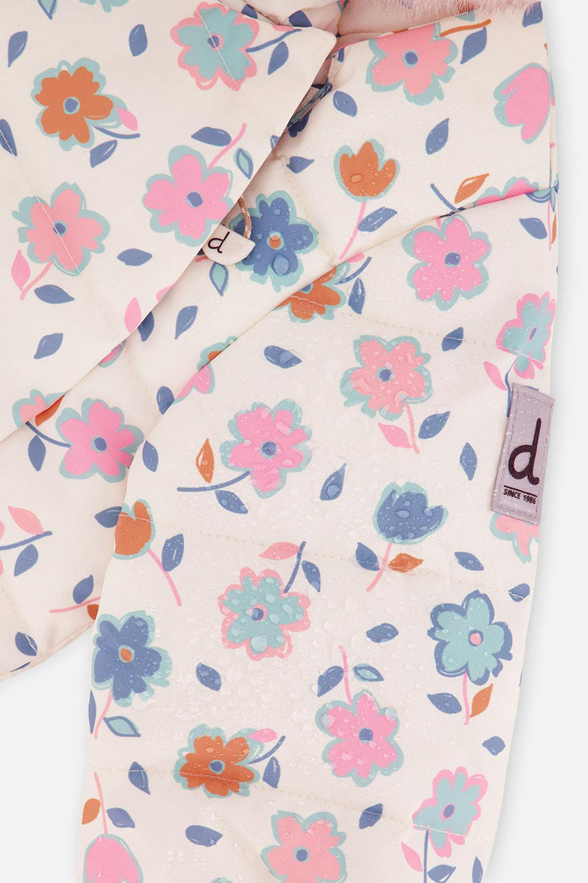 Baby Two Piece Snowsuit White With Floral Print