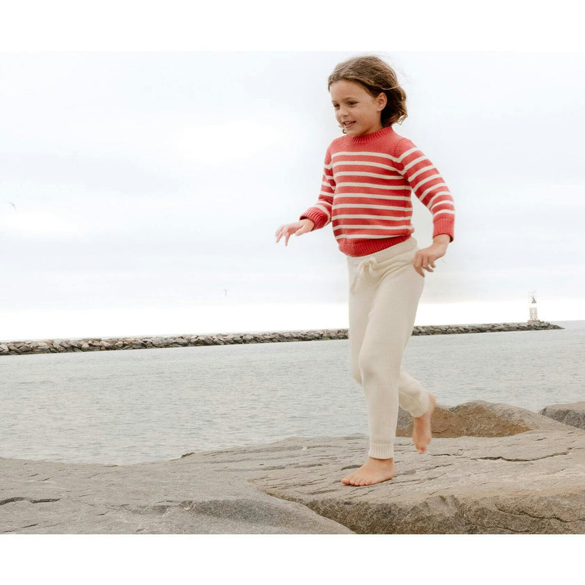 Unisex Red And Cream Stripe Knit Sweater
