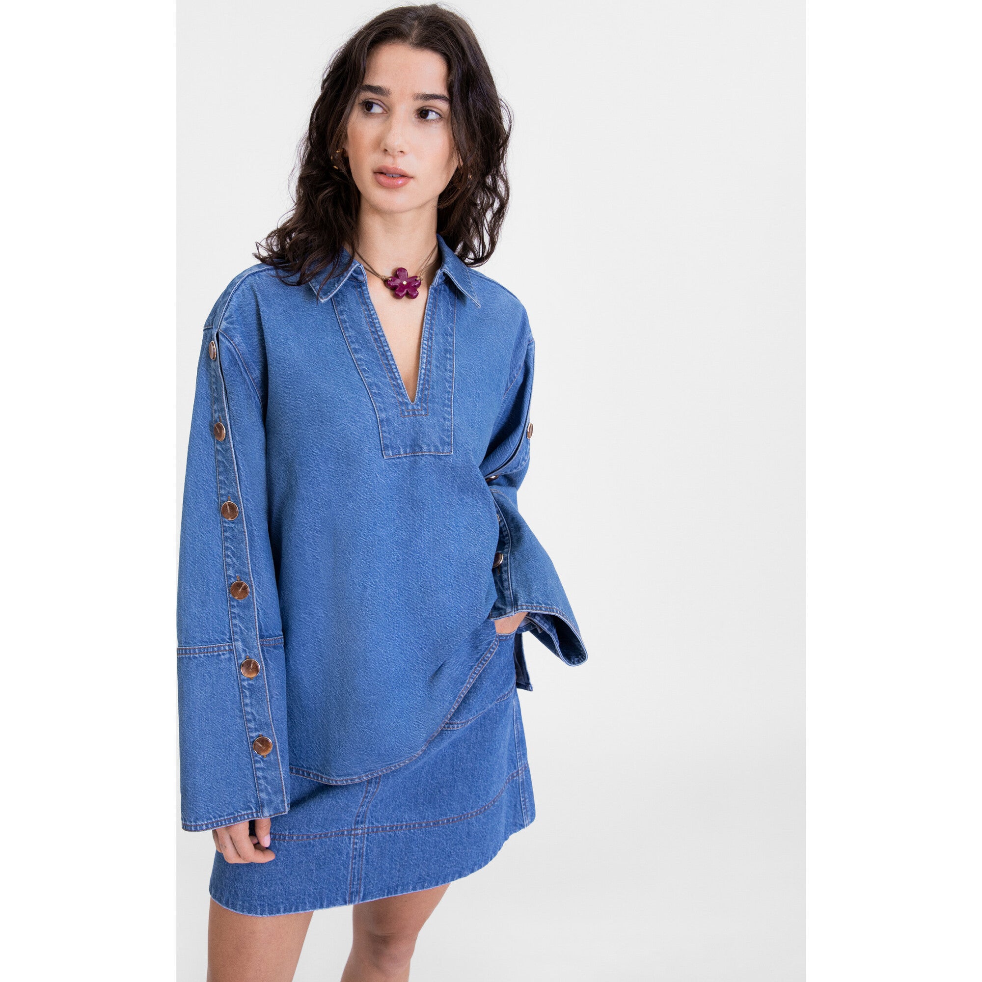 Women's Lally Denim Top, Blue