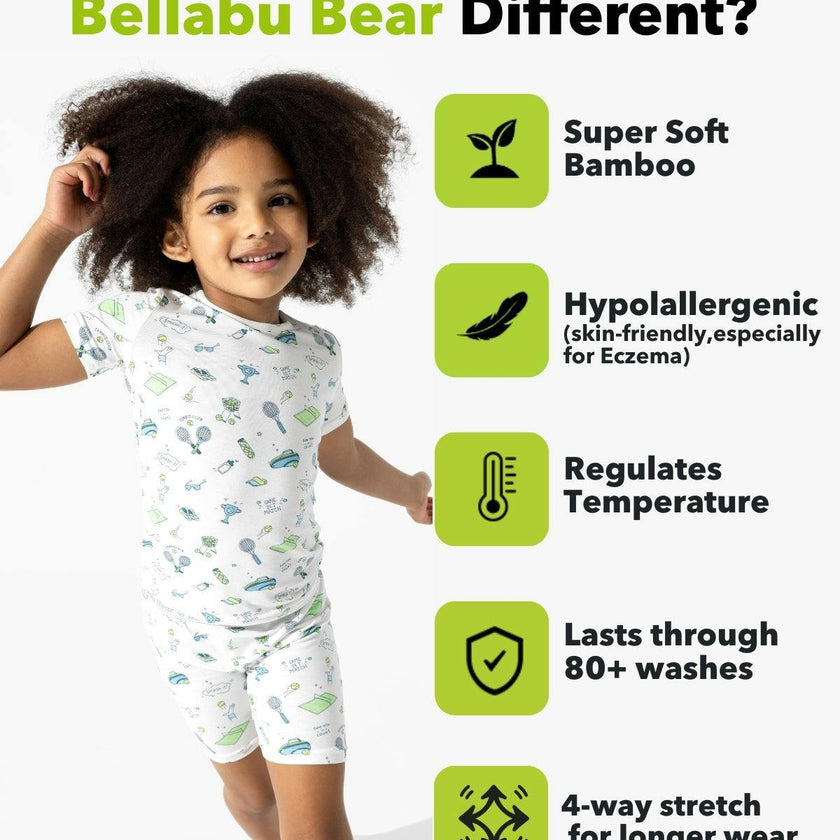 Tennis Bamboo Kids Pajama Short Set