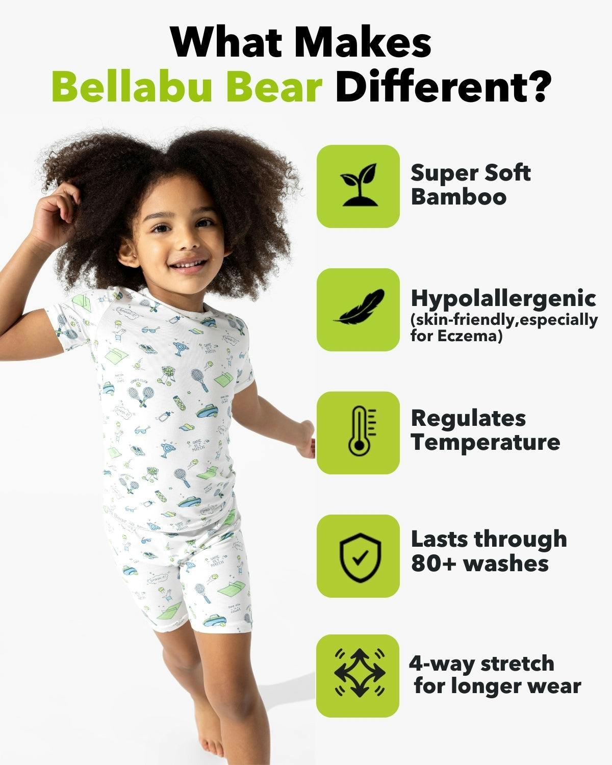 Tennis Bamboo Kids Pajama Short Set